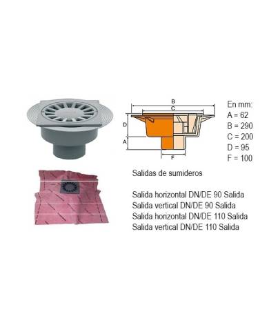 Sumidero Water-Stop Kit Terraza Ø110 Salida Vertical